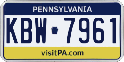 PA license plate KBW7961