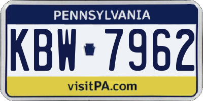 PA license plate KBW7962