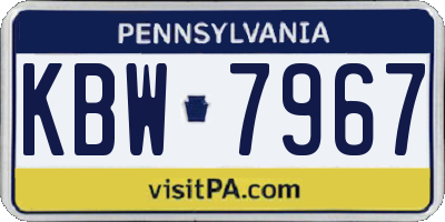 PA license plate KBW7967