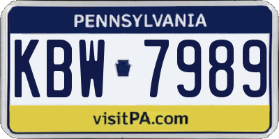 PA license plate KBW7989