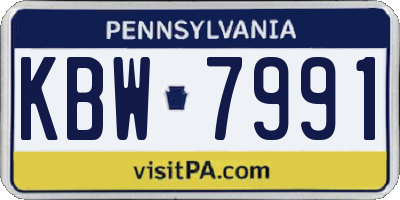 PA license plate KBW7991