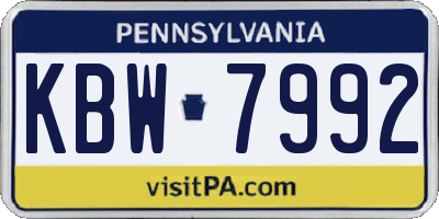 PA license plate KBW7992