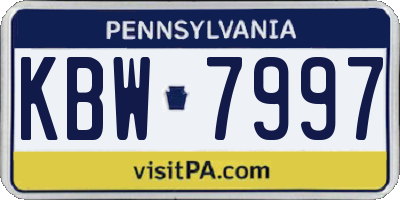 PA license plate KBW7997