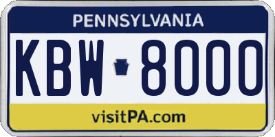PA license plate KBW8000