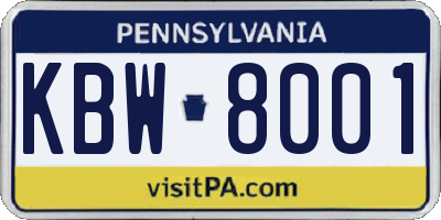PA license plate KBW8001