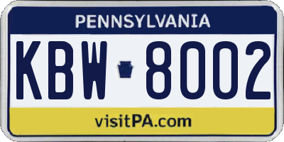 PA license plate KBW8002