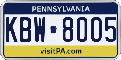 PA license plate KBW8005