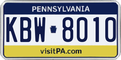 PA license plate KBW8010