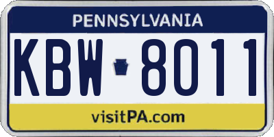 PA license plate KBW8011