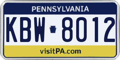 PA license plate KBW8012