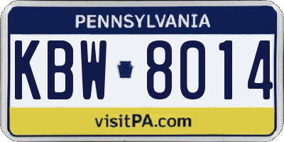 PA license plate KBW8014