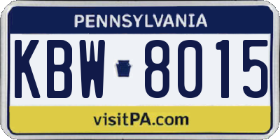 PA license plate KBW8015
