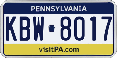 PA license plate KBW8017