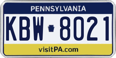 PA license plate KBW8021
