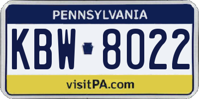PA license plate KBW8022