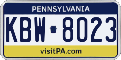 PA license plate KBW8023