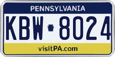 PA license plate KBW8024
