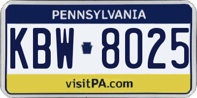 PA license plate KBW8025