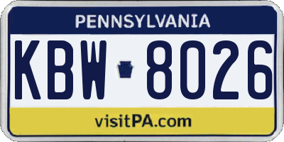 PA license plate KBW8026