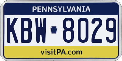 PA license plate KBW8029