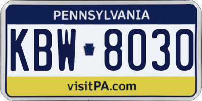 PA license plate KBW8030