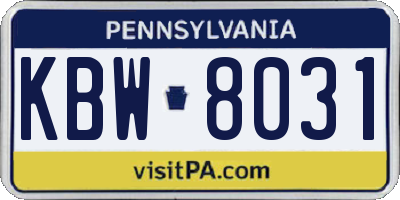 PA license plate KBW8031