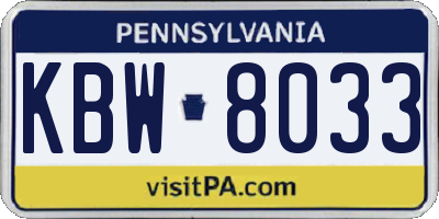 PA license plate KBW8033