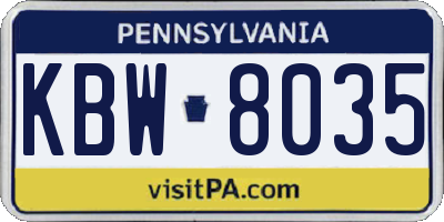PA license plate KBW8035