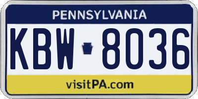 PA license plate KBW8036
