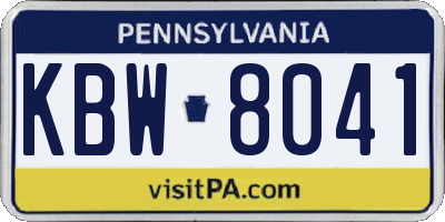 PA license plate KBW8041
