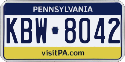PA license plate KBW8042