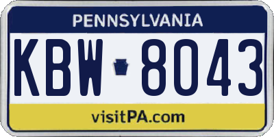 PA license plate KBW8043