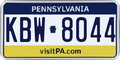 PA license plate KBW8044