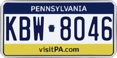 PA license plate KBW8046