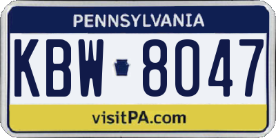 PA license plate KBW8047