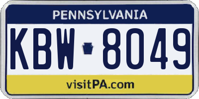 PA license plate KBW8049