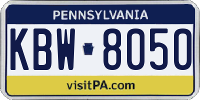 PA license plate KBW8050