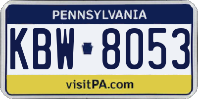 PA license plate KBW8053
