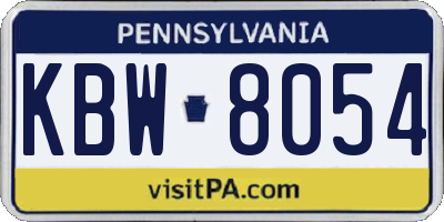 PA license plate KBW8054