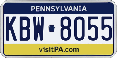 PA license plate KBW8055