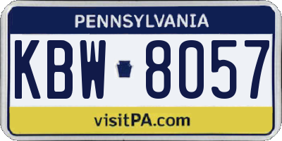 PA license plate KBW8057
