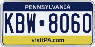 PA license plate KBW8060