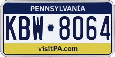 PA license plate KBW8064