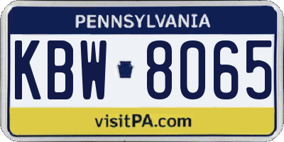 PA license plate KBW8065