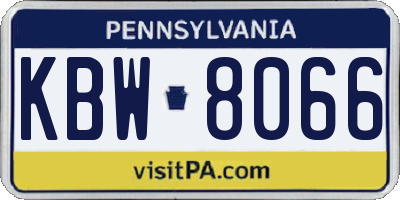PA license plate KBW8066