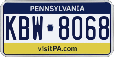 PA license plate KBW8068