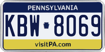 PA license plate KBW8069