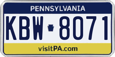 PA license plate KBW8071