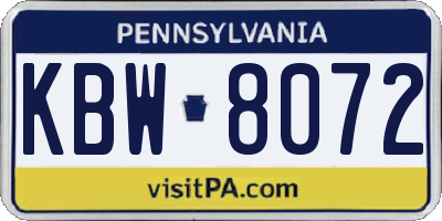 PA license plate KBW8072