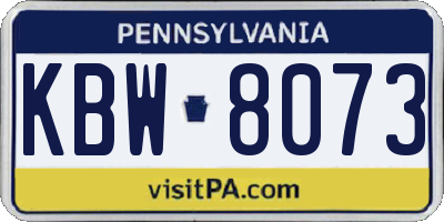 PA license plate KBW8073